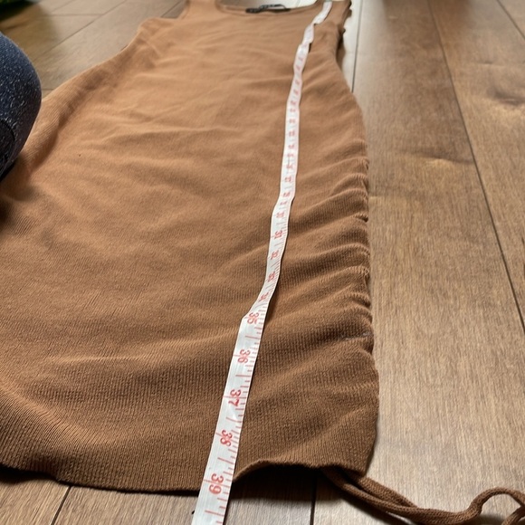 Lioness Military minds mini dress S brown Ruched sleeveless bodycon - Picture 10 of 11